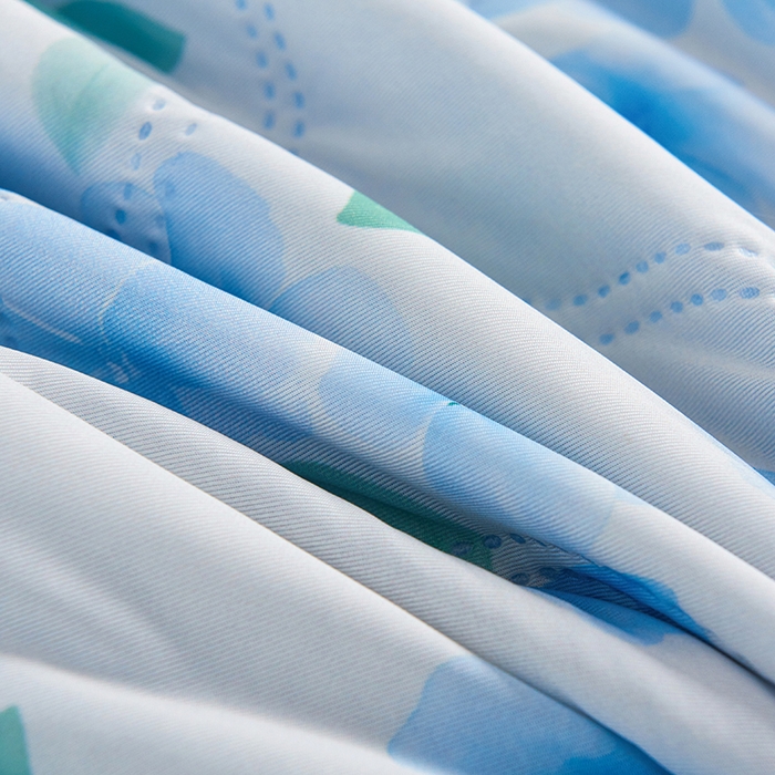 91家纺网 家纺一手货源 找家纺 被多多被业 2025新款凉感丝印花夏被夏凉被空调被 山茶花-蓝