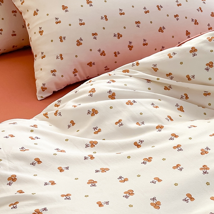 91家纺网 家纺一手货源 找家纺 玖明2025新款A类加厚柔软针织棉双层纱四件套 果香满园