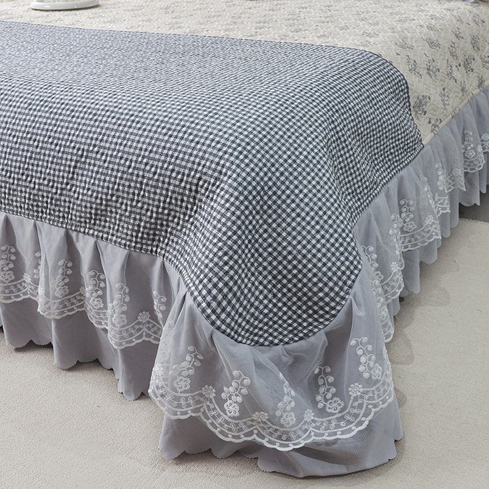 91家纺网 家纺一手货源 找家纺 梦柏 2025新款韩版双层纱夹棉绗缝床盖夏被四件套 芳香