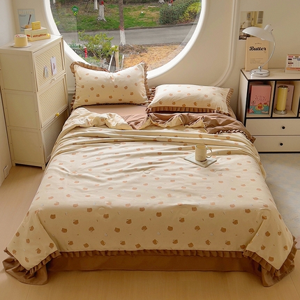 91家纺网 家纺一手货源 找家纺 欧尚 2025新款夏被四件套 猫猫头