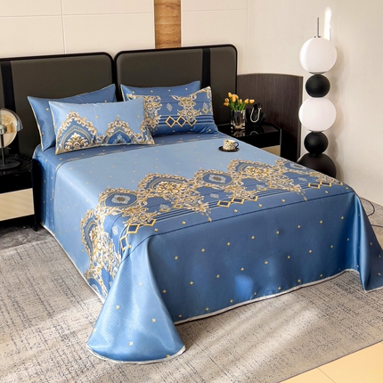 纽缦家纺 2025新款印花冰丝防滑床单 欧曼情调