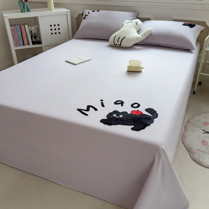 91家纺网 家纺一手货源 找家纺 席世家 2025春夏新款全棉纯棉老粗布印花床单凉席席子 小懒猫