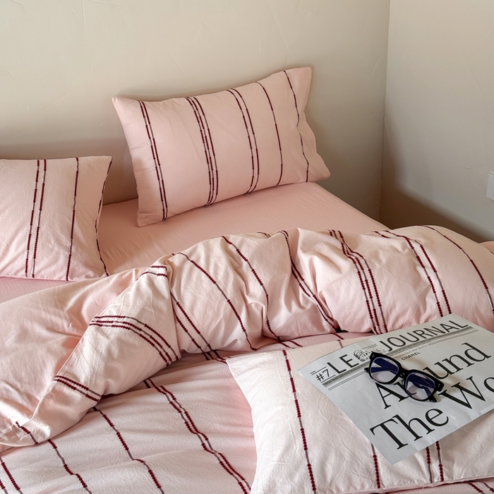 91家纺网 家纺一手货源 找家纺 山舍家居 2025新款全棉纯棉色织提花四件套-弗洛伦萨的落日 弗洛伦萨的落日-落日红