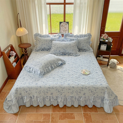 91家纺网 家纺一手货源 找家纺 （总）宜凡家纺 2025新款全棉复古双层花边印花床盖四件套