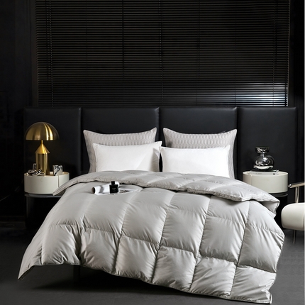静若居羽绒被壳 2025新款全棉纯色全棉贡缎羽绒被羽绒被壳单层立体边 灰色
