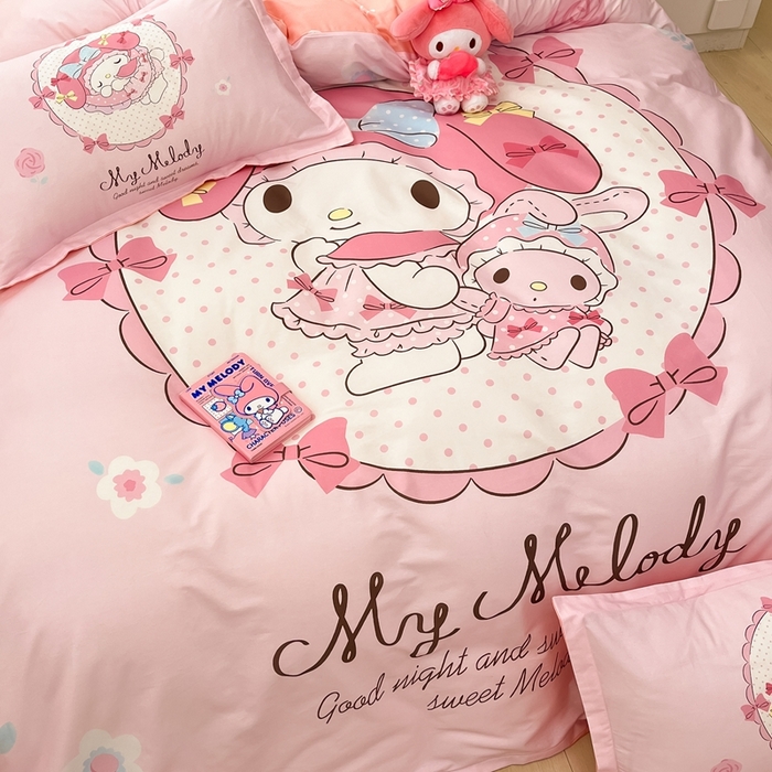 91家纺网 家纺一手货源 找家纺 博雅 2025新款三丽鸥全棉大版单枕套 小花美乐蒂