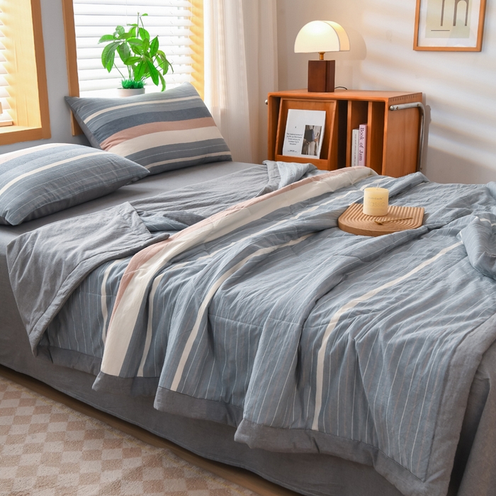 91家纺网 家纺一手货源 找家纺 圣尔雅家纺 2025新款里外全棉色织夏被新疆棉花被纯棉被子空调被夏凉被 绅士灰格