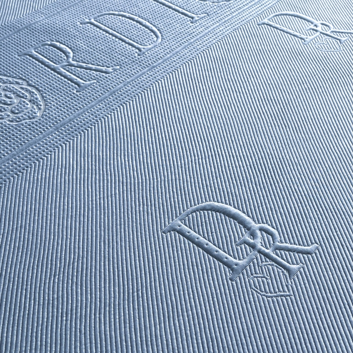 91家纺网 家纺一手货源 找家纺 鑫琪莱  2025新款5D立体雕花凉感豆豆冰丝床裙三件套 床裙D款-蓝