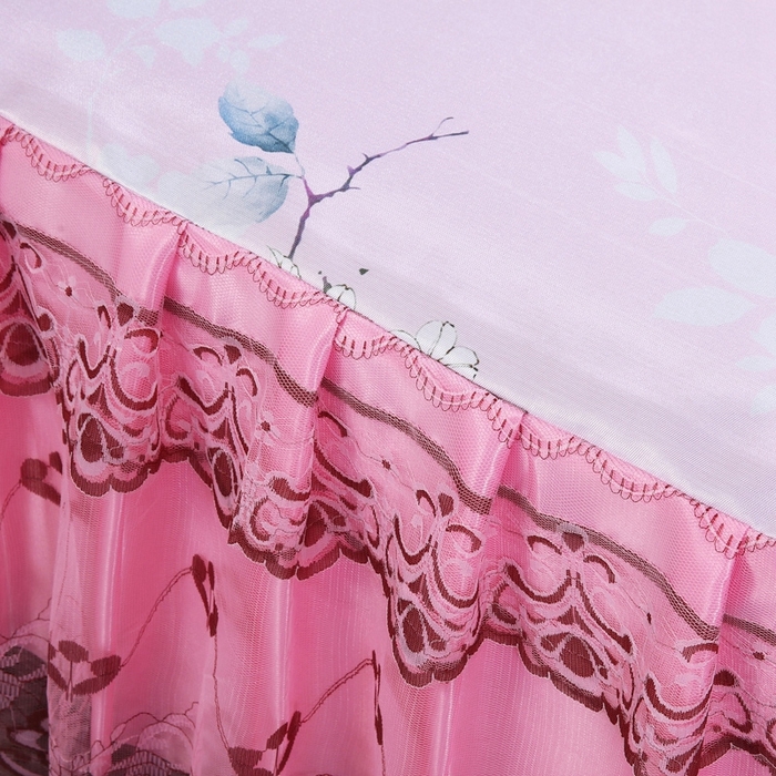 91家纺网 家纺一手货源 找家纺 情恒家纺2025新款床裙款冰丝布艺软凉席三件套 春暖花开-粉