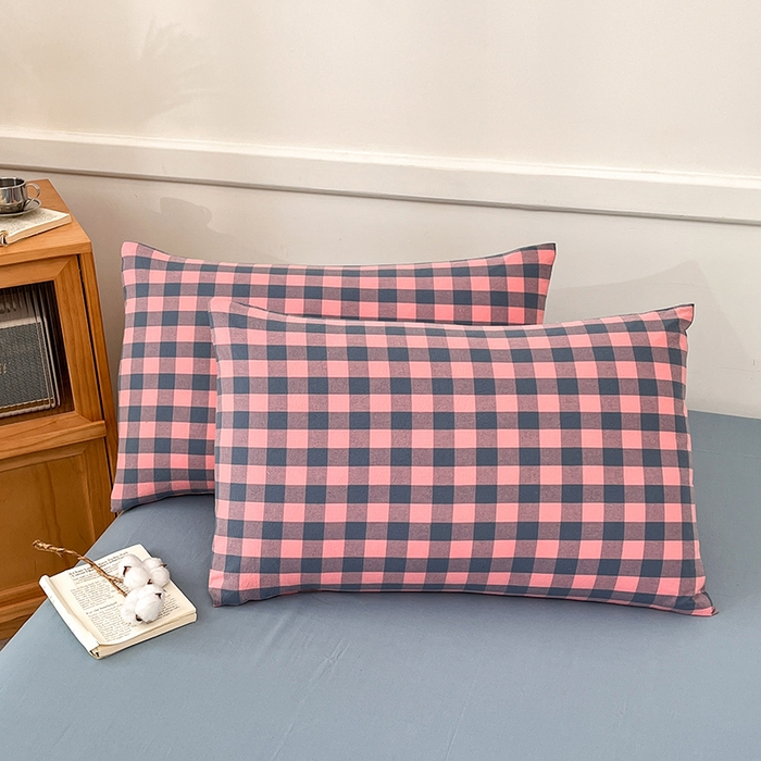 91家纺网 家纺一手货源 找家纺 鸣升家纺 2025新款100%里外全棉棉花夏被无印风全棉色织水洗棉夏凉被空调被夏被春秋被单人可机洗 粉灰小格