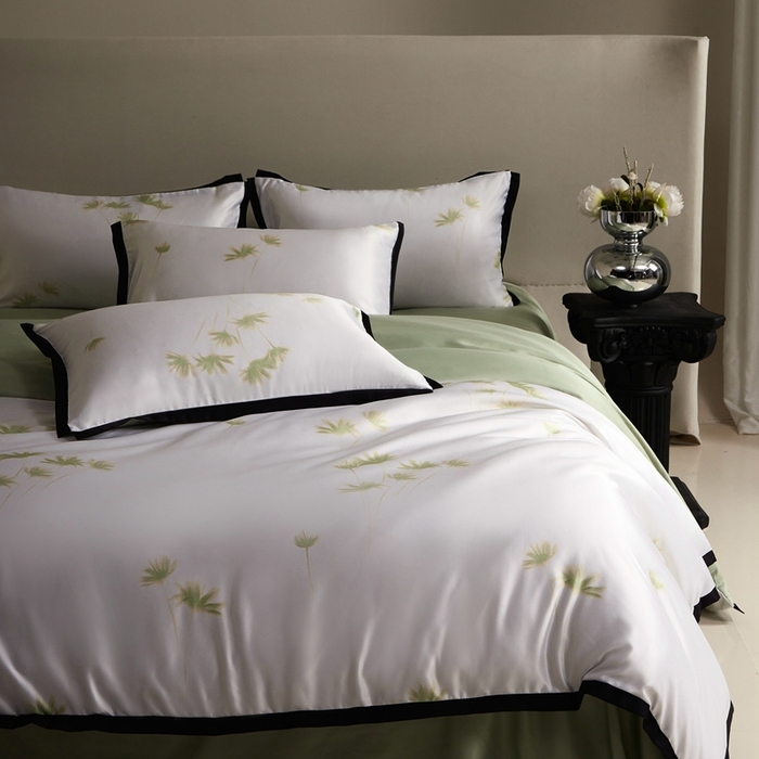 91家纺网 家纺一手货源 找家纺 优悦 2025新款冰丝数码印花四件套 如梦-绿