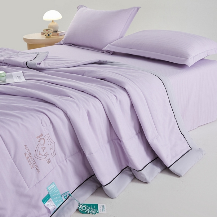 91家纺网 家纺一手货源 找家纺 宝士康家纺 2025新款10A抗菌华夫条提花夏被 香紫