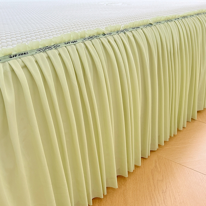 91家纺网 家纺一手货源 找家纺 梦舒羽 2025春夏新款冰豆豆凉席席子-床裙款 凉豆豆-小熊绿