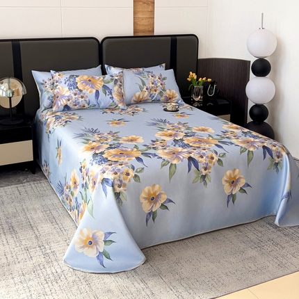 纽缦家纺 2025新款印花冰丝防滑床单 满园