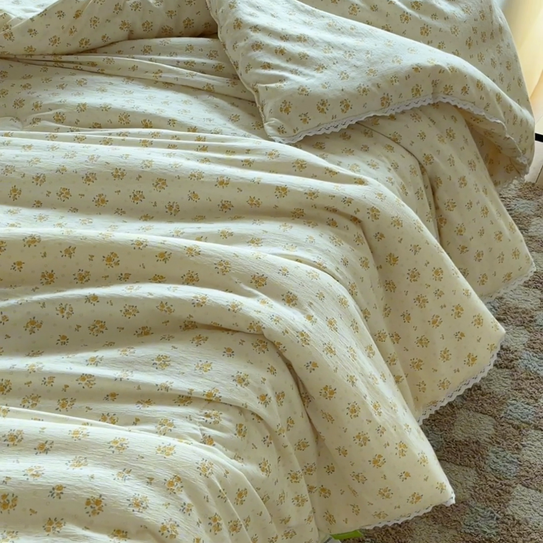 91家纺网 家纺一手货源 找家纺 2025新款双层皱皱纱水洗棉夏被夏凉被空调被可机洗空调被子被芯棉被 橘子海