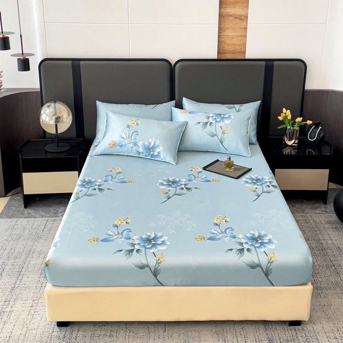 91家纺网 家纺一手货源 找家纺 纽缦家纺 2025新款印花冰丝床笠 锦绣风尚