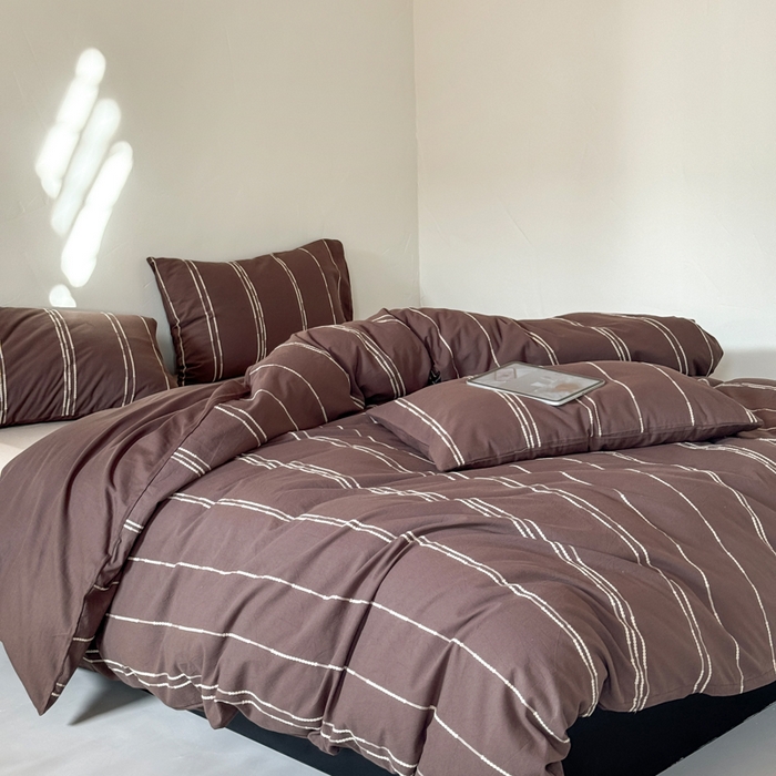 91家纺网 家纺一手货源 找家纺 山舍家居 2025新款全棉纯棉色织提花四件套-弗洛伦萨的落日 弗洛伦萨的落日-巧克力色