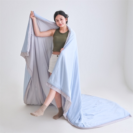 默忆 2025新款锦氨纯色双拼凉感丝夏被豆豆夏凉被空调被豆豆被 天空蓝