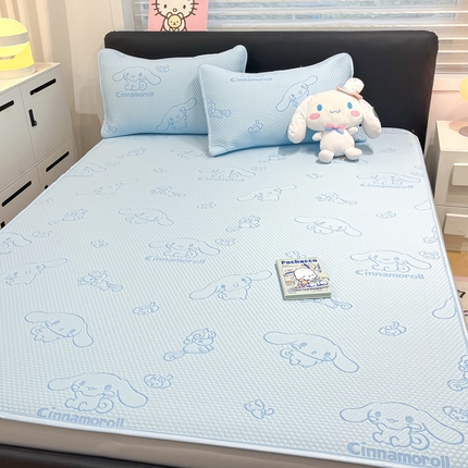 91家纺网 家纺一手货源 找家纺 （总）2025新款三丽鸥正版授权A类提花冰豆豆凉席平铺款床笠款系列_1409