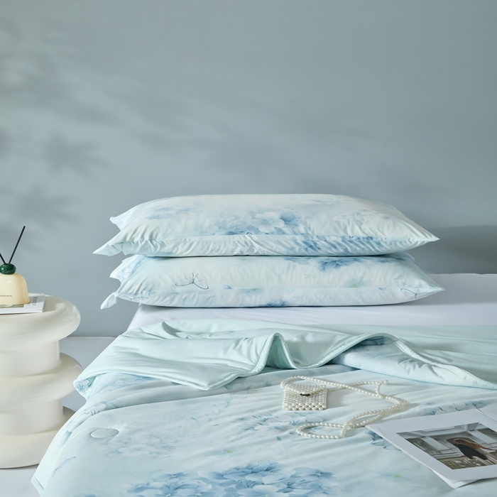 91家纺网 家纺一手货源 找家纺 2025春夏新款100%双面锦纶美式印花夏被凉感空调被 兰亭序