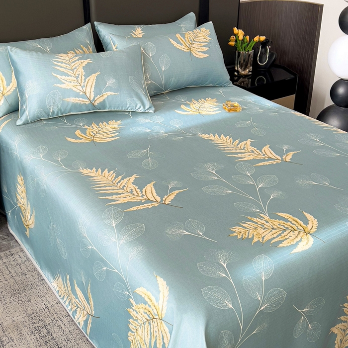 91家纺网 家纺一手货源 找家纺 纽缦家纺 2025新款印花冰丝防滑床单 初夏