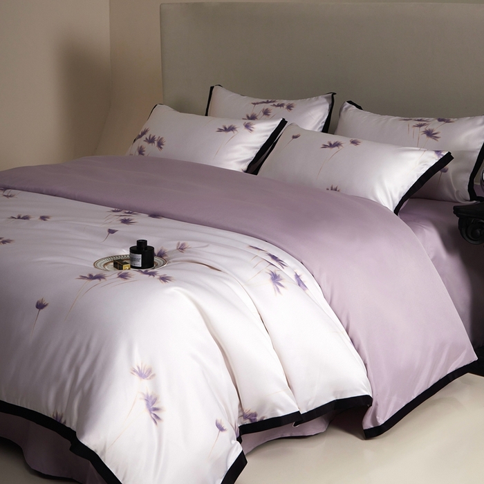 91家纺网 家纺一手货源 找家纺 优悦 2025新款冰丝数码印花四件套 如梦-紫