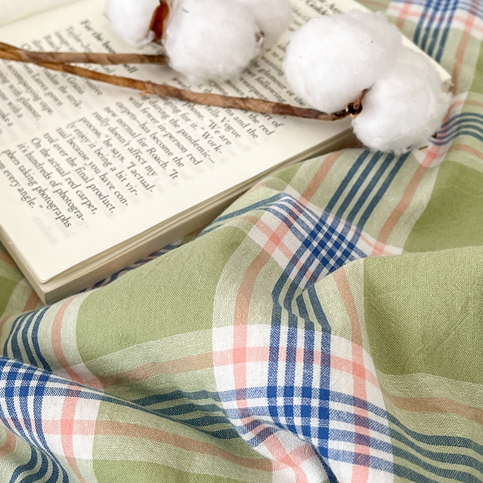 91家纺网 家纺一手货源 找家纺 鸣升家纺 2025新款100%里外全棉棉花夏被无印风全棉色织水洗棉夏凉被空调被夏被春秋被单人可机洗 初时绿