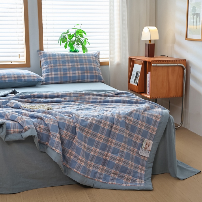 91家纺网 家纺一手货源 找家纺 圣尔雅家纺 2025新款里外全棉色织夏被新疆棉花被纯棉被子空调被夏凉被 艾玛条格