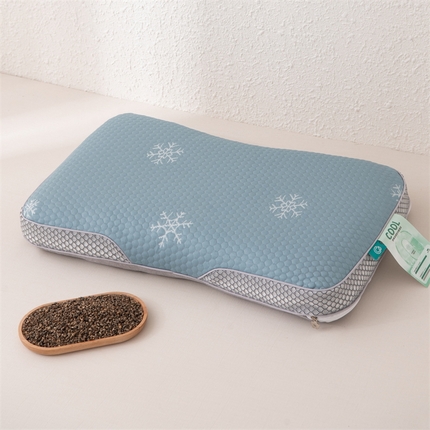 91家纺网 家纺一手货源 找家纺 芯洲2025新款荞麦枕凉豆豆夏季成人冰感透气枕头枕芯 寒酥-冰川蓝