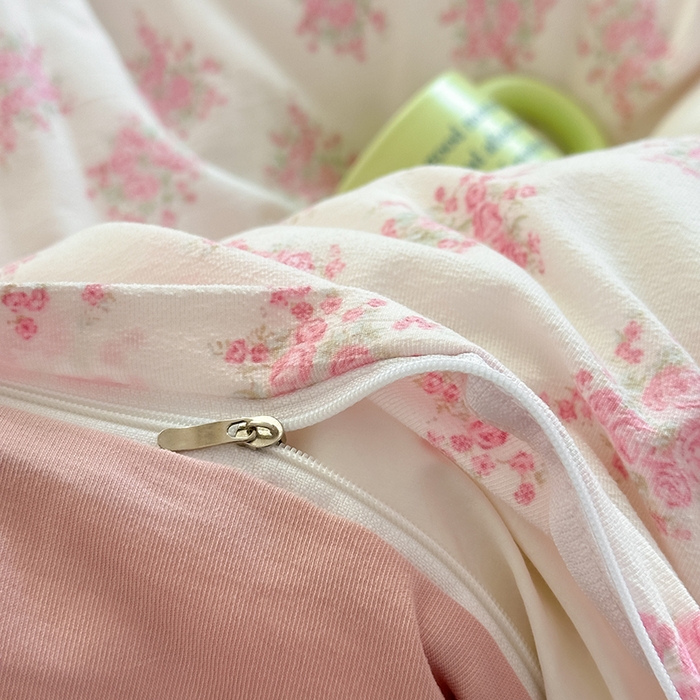 91家纺网 家纺一手货源 找家纺 玖明2025新款A类加厚柔软针织棉双层纱四件套 富贵花开