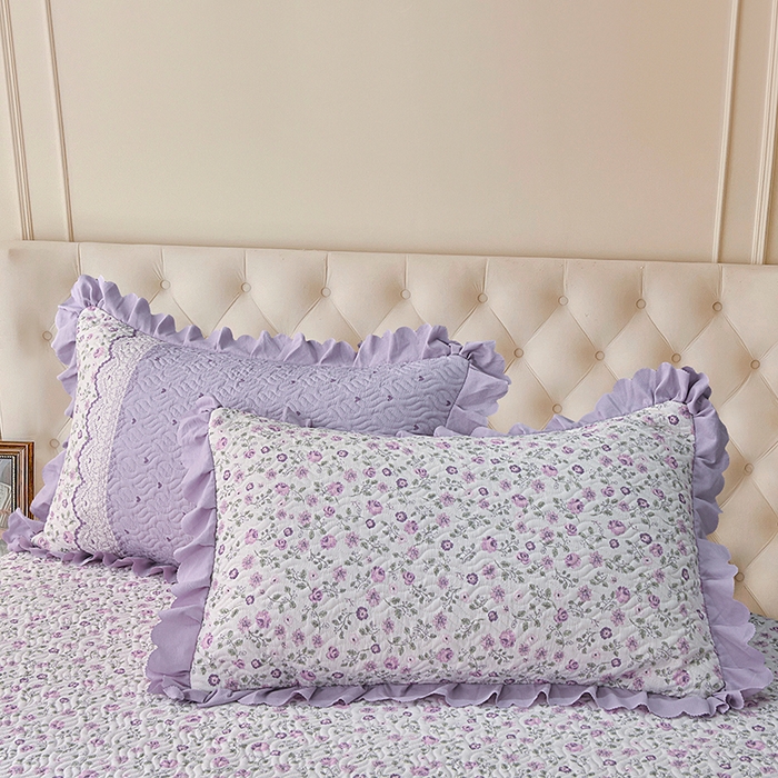 91家纺网 家纺一手货源 找家纺 梦柏 2025新款韩版双层纱夹棉绗缝床盖夏被四件套 香草