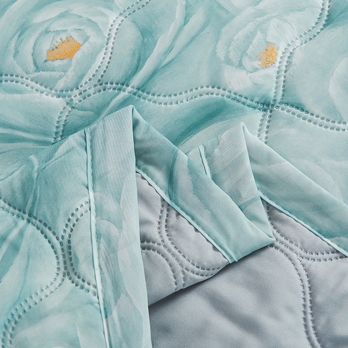 91家纺网 家纺一手货源 找家纺 被多多被业 2025新款凉感丝印花夏被夏凉被空调被 复古玫瑰-绿