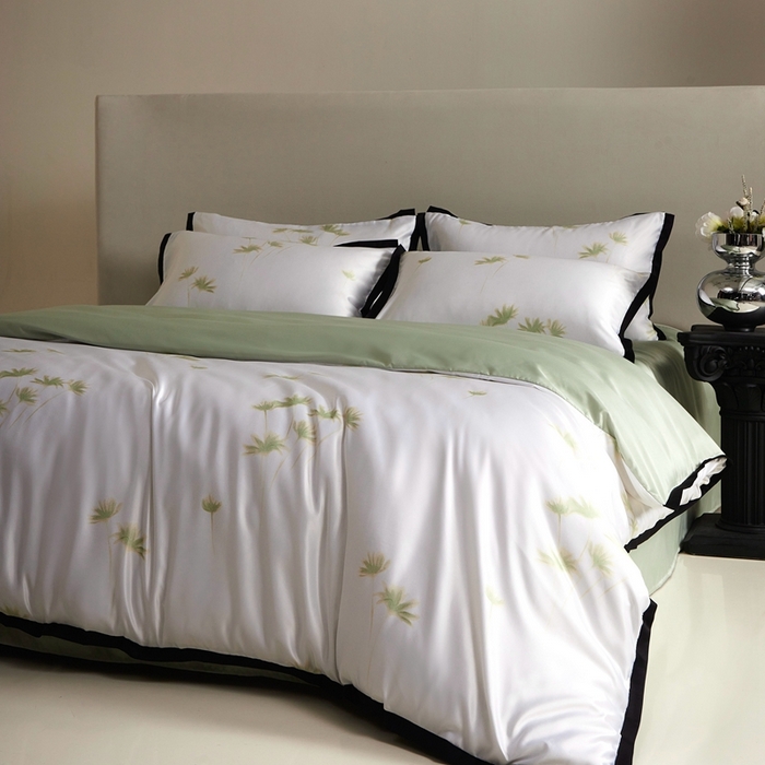 91家纺网 家纺一手货源 找家纺 优悦 2025新款冰丝数码印花四件套 如梦-绿