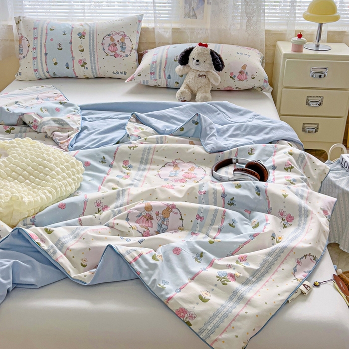 91家纺网 家纺一手货源 找家纺 2025春夏新款嵌绳款云柔水洗棉单夏被夏凉被空调被 嵌绳夏被-爱尔庄园