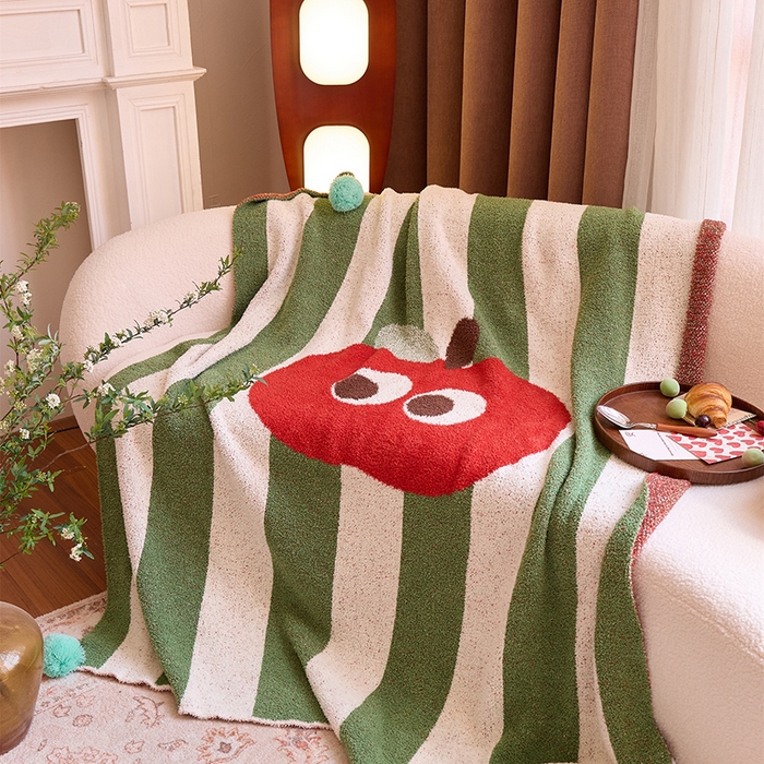 91家纺网 家纺一手货源 找家纺 （总）暖绵绵家纺 2025新款可爱卡通半边绒针织盖毯-乐绯