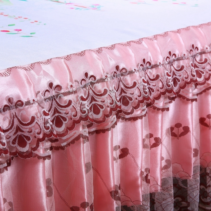 91家纺网 家纺一手货源 找家纺 情恒家纺2025新款床裙款冰丝布艺软凉席三件套 花间意-玉