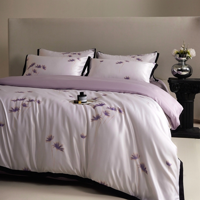 91家纺网 家纺一手货源 找家纺 优悦 2025新款冰丝数码印花四件套 如梦-紫