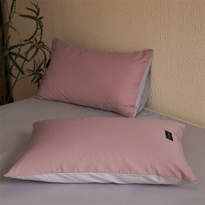 91家纺网 家纺一手货源 找家纺 启程2025新款全棉纯色双拼无印风四件套 香芋紫+水晶紫