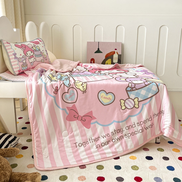 91家纺网 家纺一手货源 找家纺 花满路 2025新款儿童针织棉夏被 美乐蒂