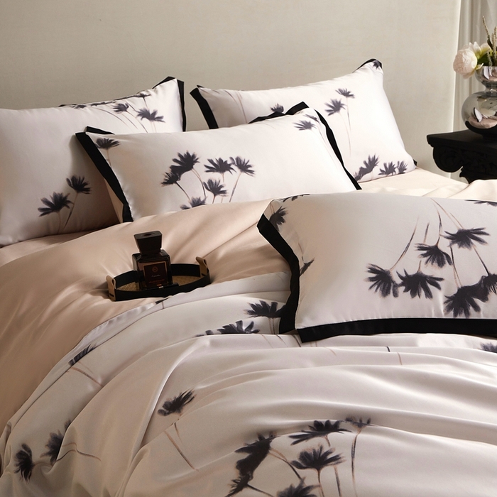 91家纺网 家纺一手货源 找家纺 优悦 2025新款冰丝数码印花四件套 如梦-香槟