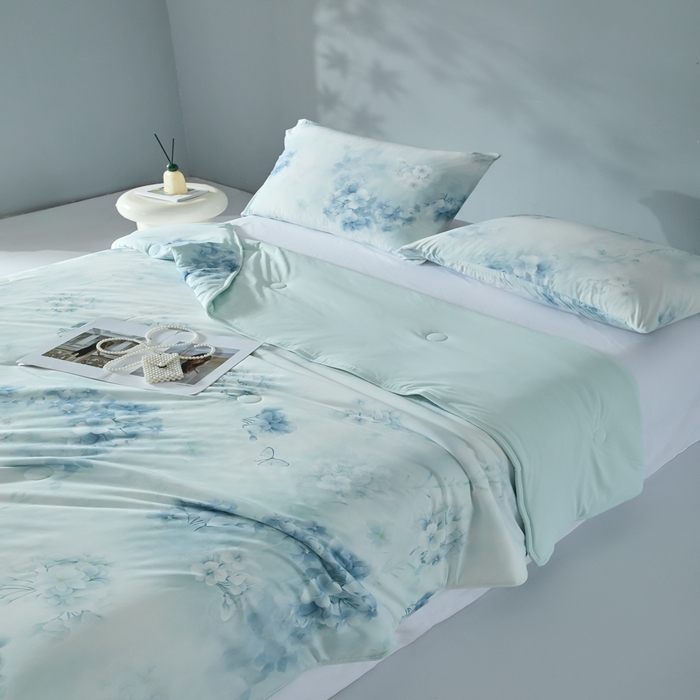 91家纺网 家纺一手货源 找家纺 2025春夏新款100%双面锦纶美式印花夏被凉感空调被 兰亭序