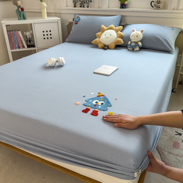 91家纺网 家纺一手货源 找家纺 席世家 2025春夏新款全棉纯棉老粗布印花床笠凉席席子 幸运帽