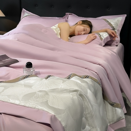 91家纺网 家纺一手货源 找家纺 （总）索飞特家纺 2025新款水洗冰丝拼角夏被四件套-漫雅
