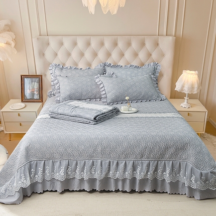 梦柏 2025新款韩版双层纱夹棉绗缝床盖夏被四件套 思念