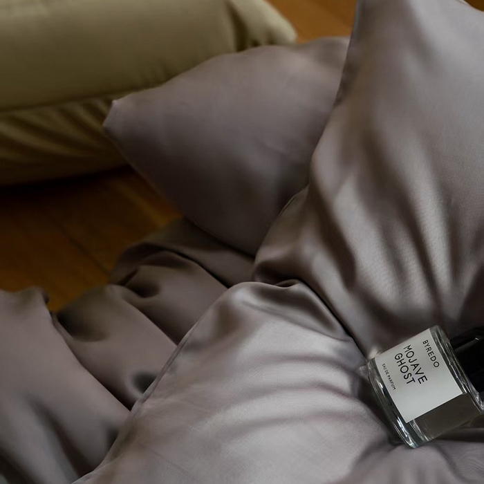 91家纺网 家纺一手货源 找家纺 未来家居 2025新款60S兰精天丝纯色四件套 岩石灰