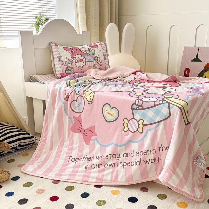 91家纺网 家纺一手货源 找家纺 花满路 2025新款儿童针织棉夏被 美乐蒂