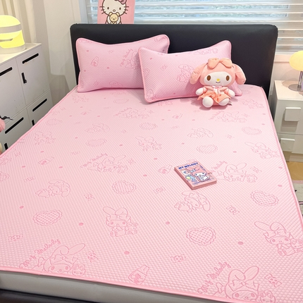 91家纺网 家纺一手货源 找家纺 （总）2025新款三丽鸥正版授权A类提花冰豆豆凉席平铺款床笠款系列_1409