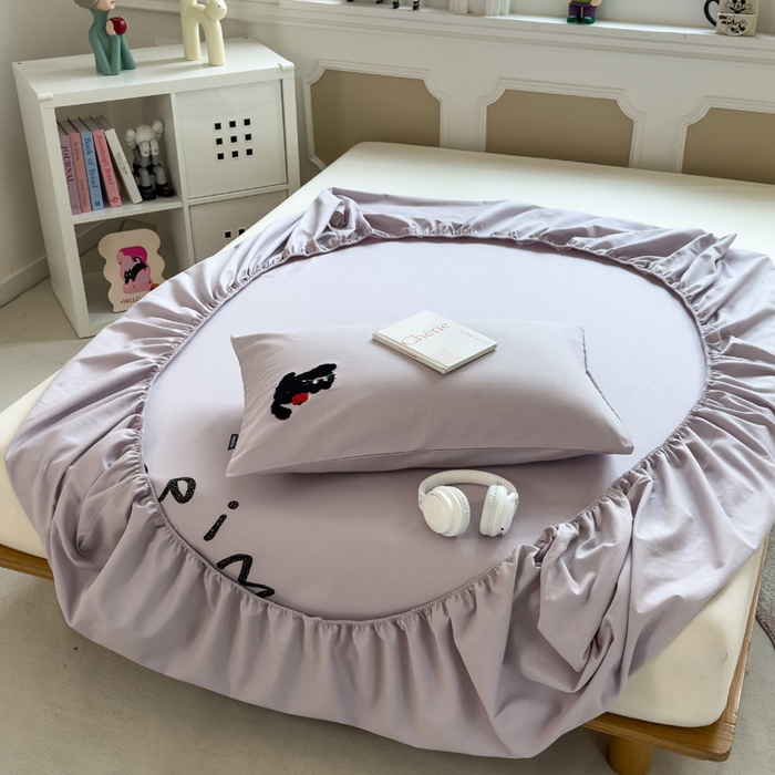 91家纺网 家纺一手货源 找家纺 席世家 2025春夏新款全棉纯棉老粗布印花床笠凉席席子 小懒猫