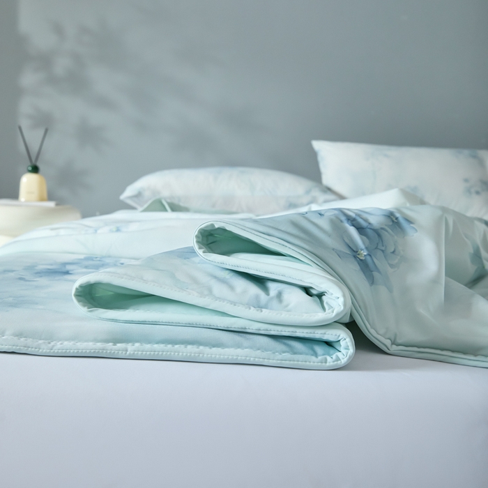 91家纺网 家纺一手货源 找家纺 2025春夏新款100%双面锦纶美式印花夏被凉感空调被 兰亭序