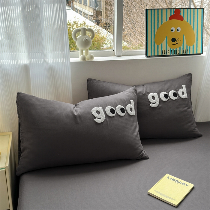 91家纺网 家纺一手货源 找家纺 丽涵 2025新款全棉纯棉大雁纹绣花单品枕套 good铅笔灰